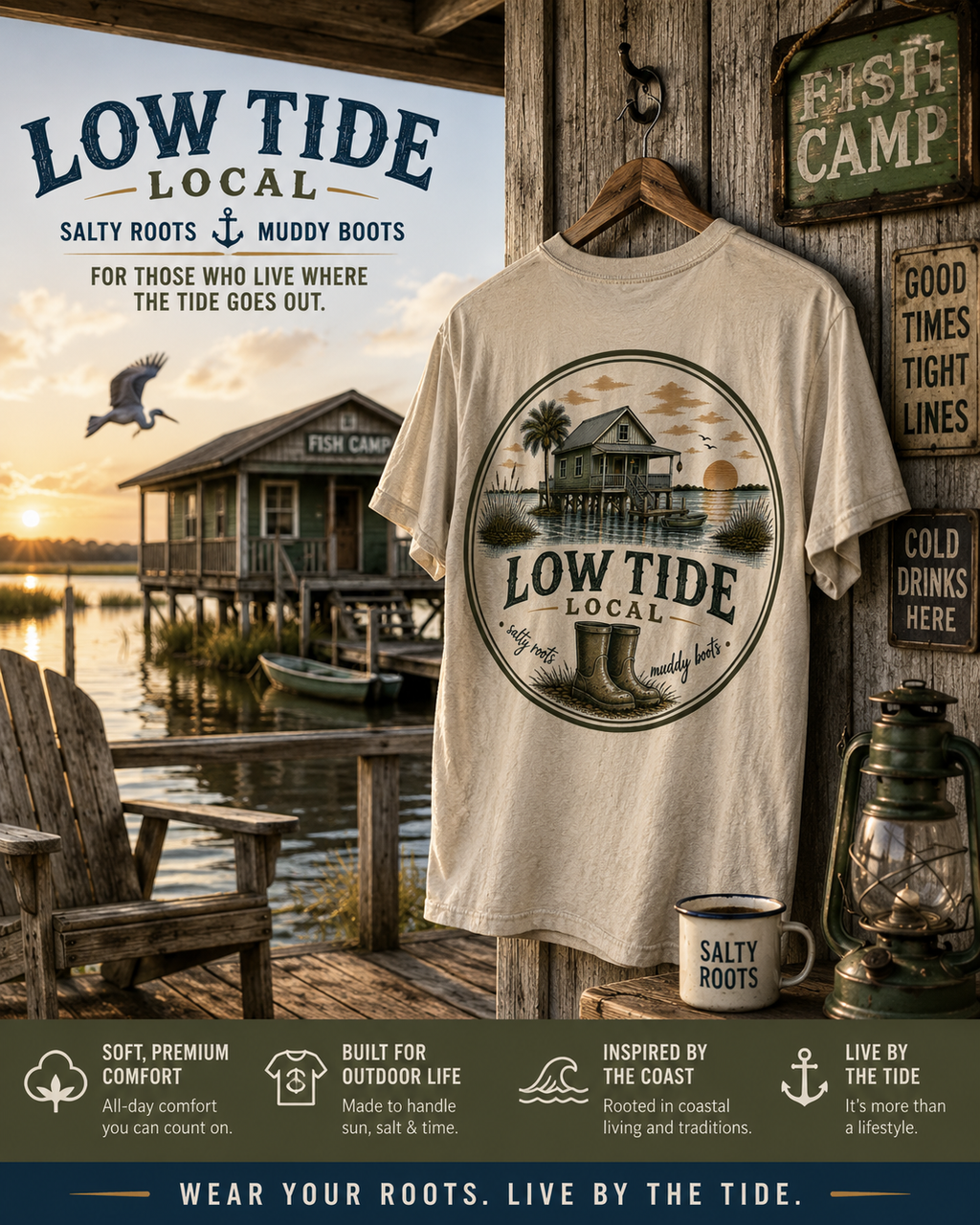Low Tide Local Fish Camp Graphic Tee
