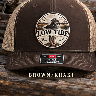 Low Tide Local Backwater Retriever Trucker Hat in Brown/Khaki
