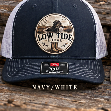 Low Tide Local Backwater Retriever Trucker Hat in Navy/White