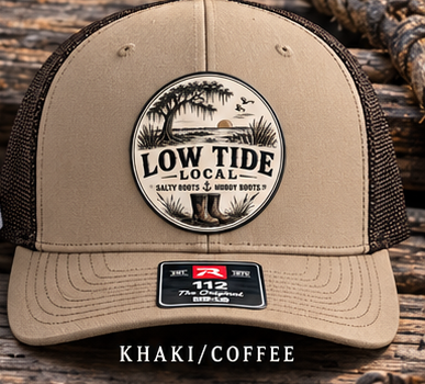 Low Tide Local Live Oak Marsh Trucker Hat in Khaki/Coffee