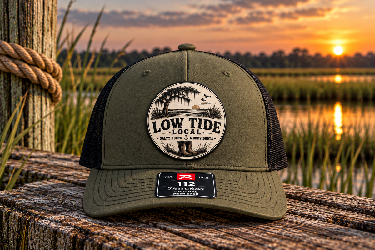 Low Tide Local Live Oak Marsh Trucker Hat in Loden/Black, alternate view