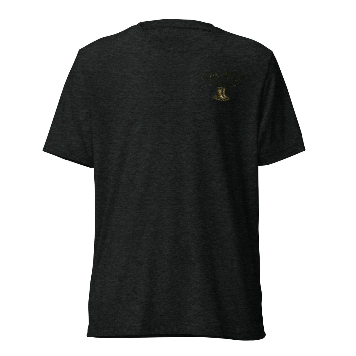 Low Tide Local Setter's Stand Tee in Charcoal Black triblend — front view
