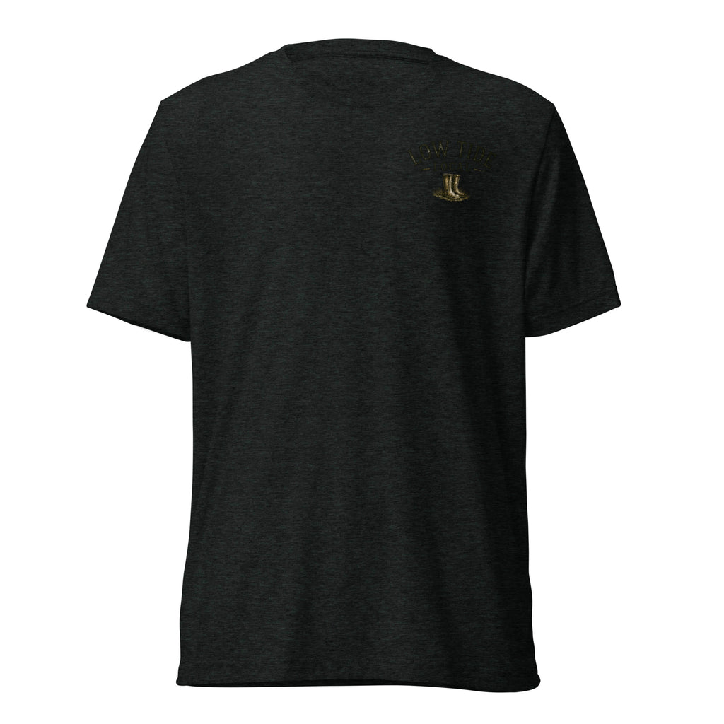 Low Tide Local Spiny Lobster Tee in Charcoal Black triblend — front view