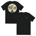 Low Tide Local Snook Strike Tee in Charcoal Black triblend — front and back view