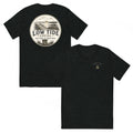 Low Tide Local Marsh Dock Tee in Charcoal Black triblend — front and back view