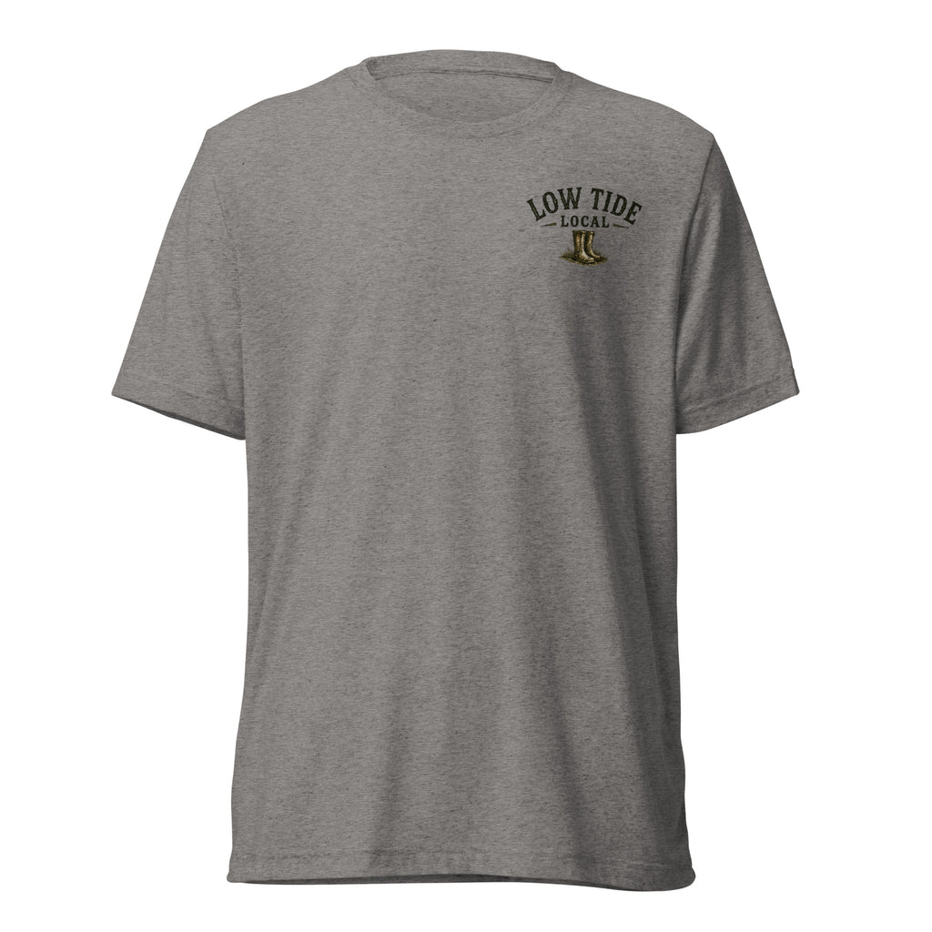 Low Tide Local Shorthair Pointer Tee in Grey triblend — front view
