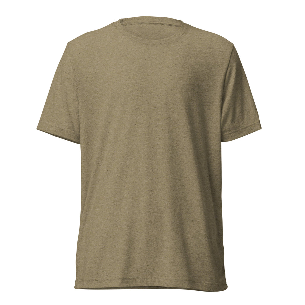 Ocracoke Lighthouse Tee in Olive triblend — front view