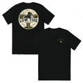 Low Tide Local Marsh Retriever Tee in Solid Black triblend — front and back view