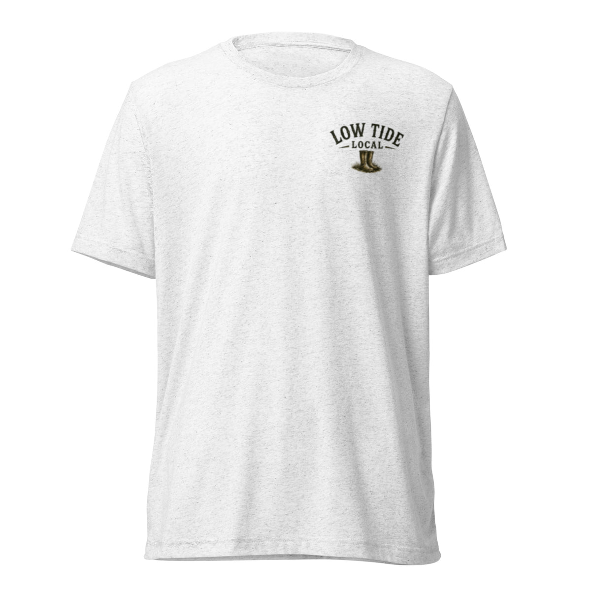 Low Tide Local Silver King Tee in Solid White triblend — front view